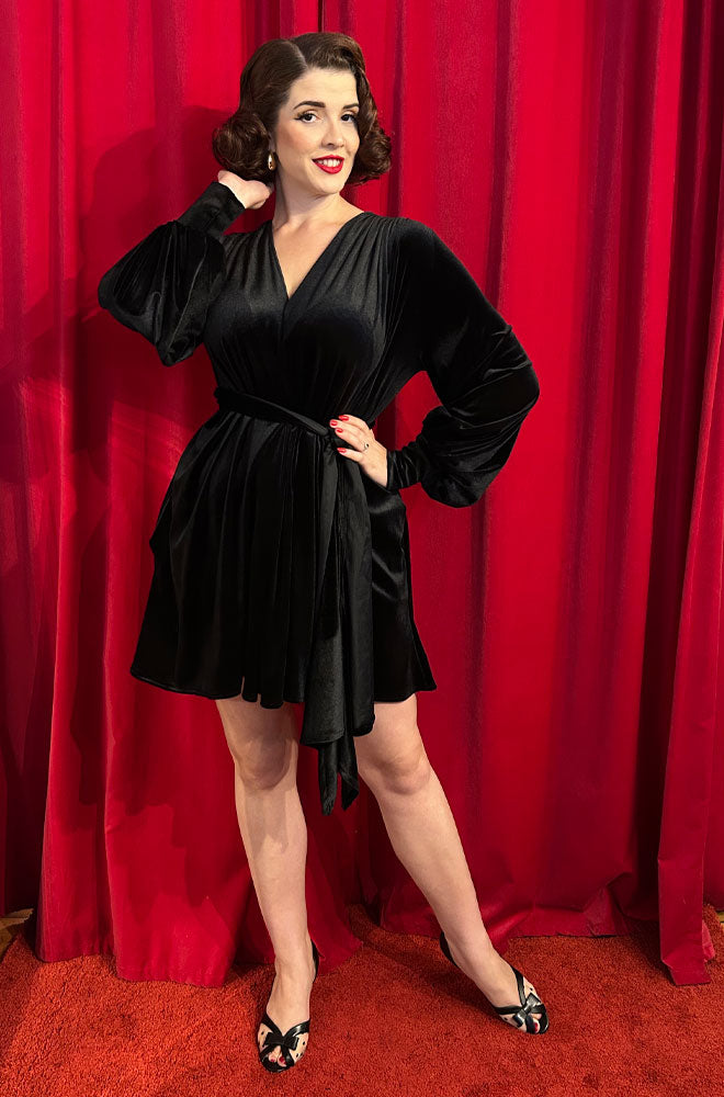 Black Velvet Claudina Mini Dress