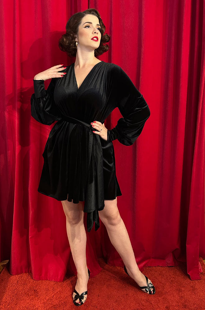 Black Velvet Claudina Mini Dress
