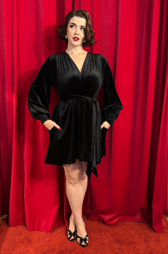 Black Velvet Claudina Mini Dress