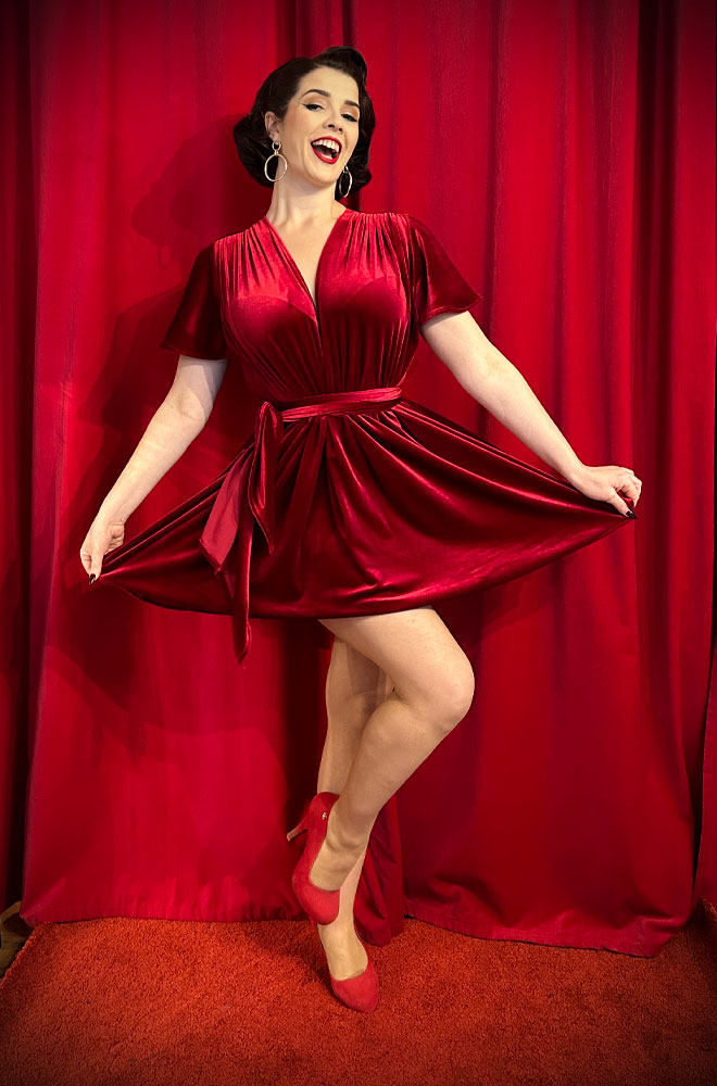 Red Velvet Claudina Mini Dress