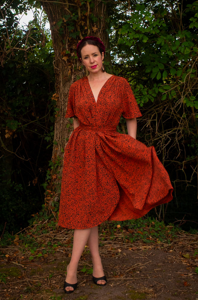 Pumpkin Floral Flutter Claudia Dress