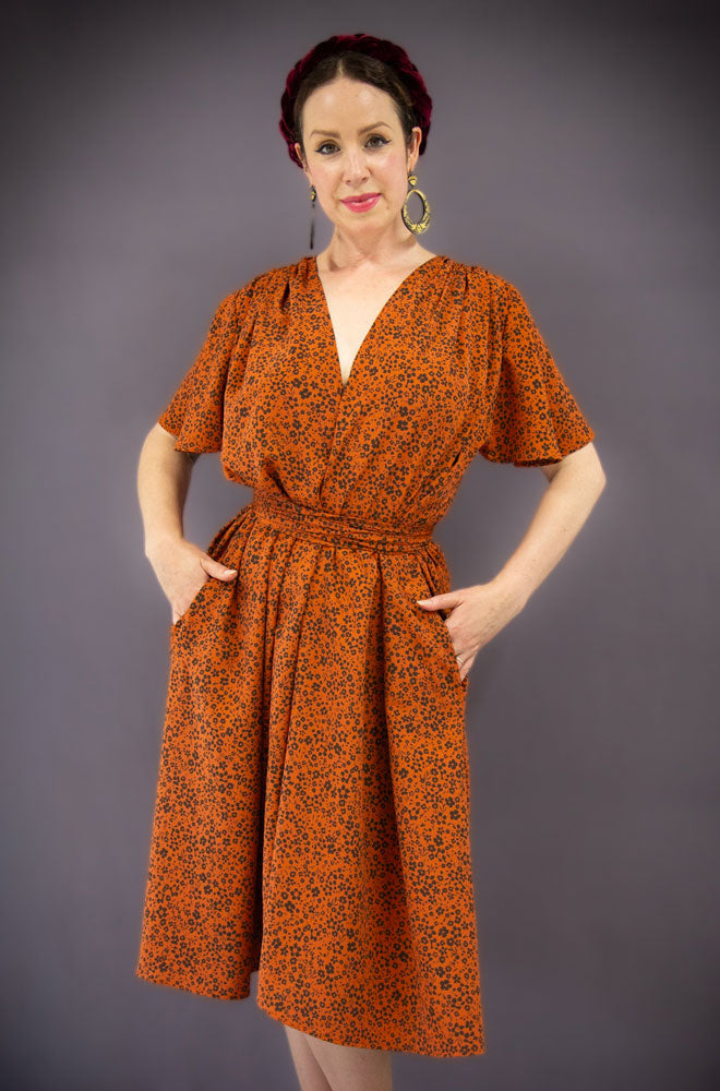 Pumpkin Floral Flutter Claudia Dress
