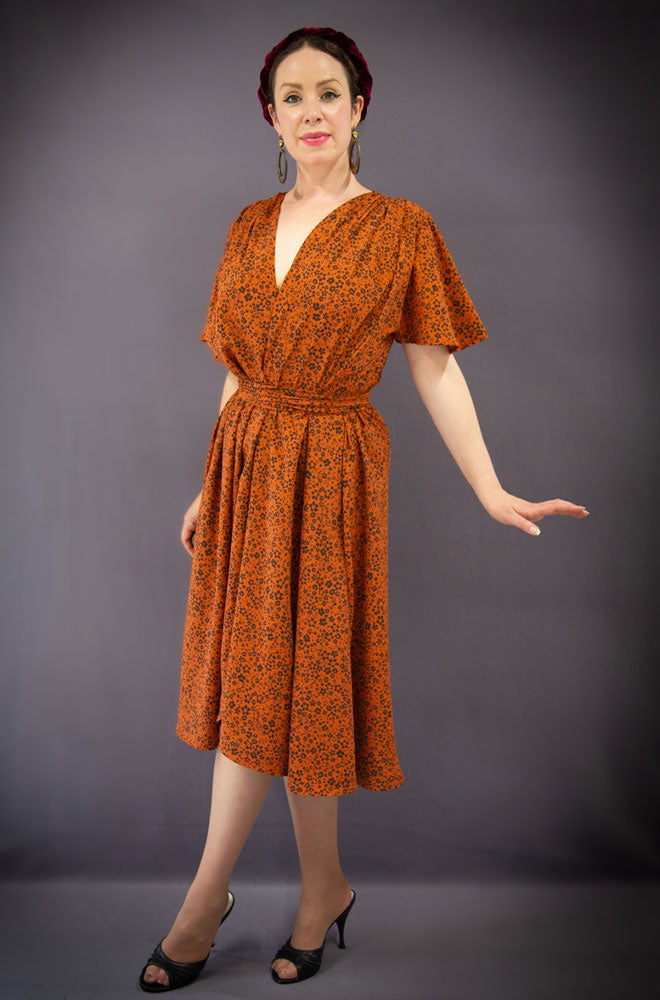 Pumpkin Floral Flutter Claudia Dress