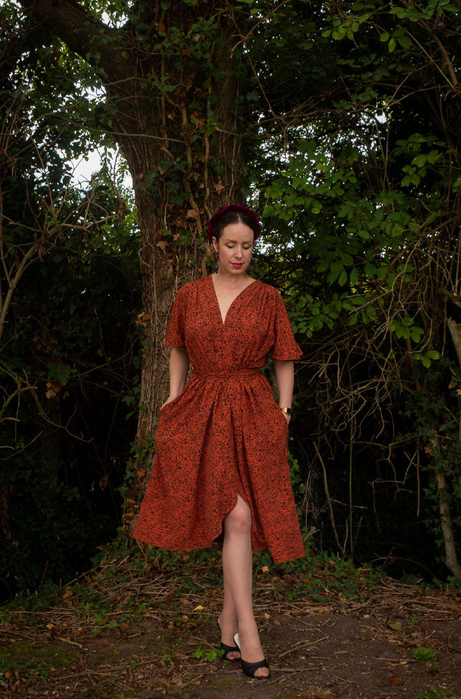 Pumpkin Floral Flutter Claudia Dress