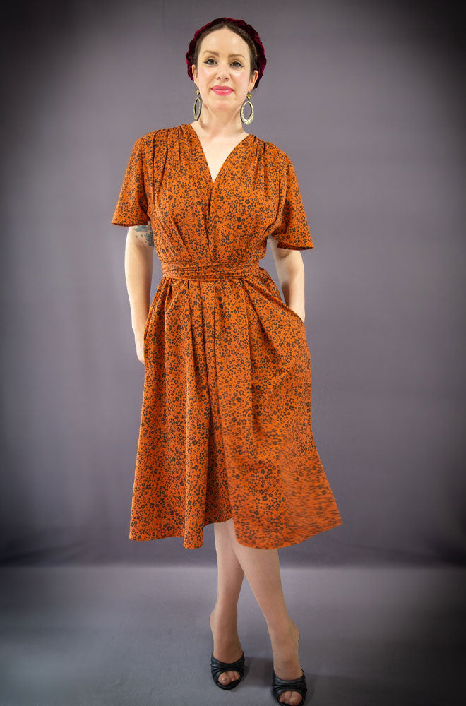 Pumpkin Floral Flutter Claudia Dress