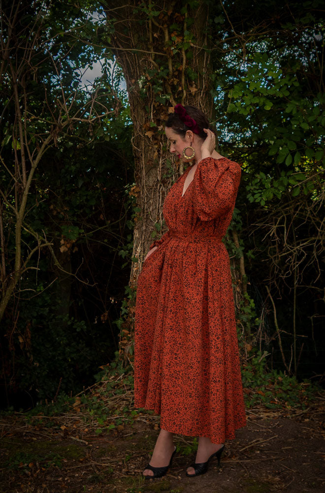 Pumpkin Floral Midaxi Claudia Dress