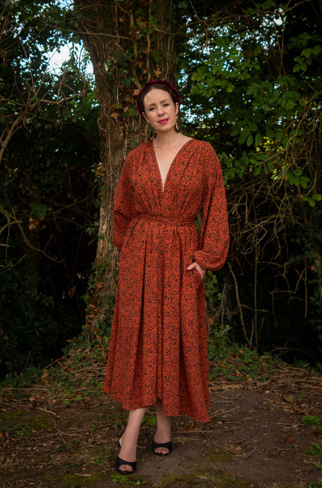 Pumpkin Floral Midaxi Claudia Dress