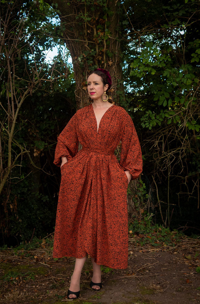 Pumpkin Floral Midaxi Claudia Dress