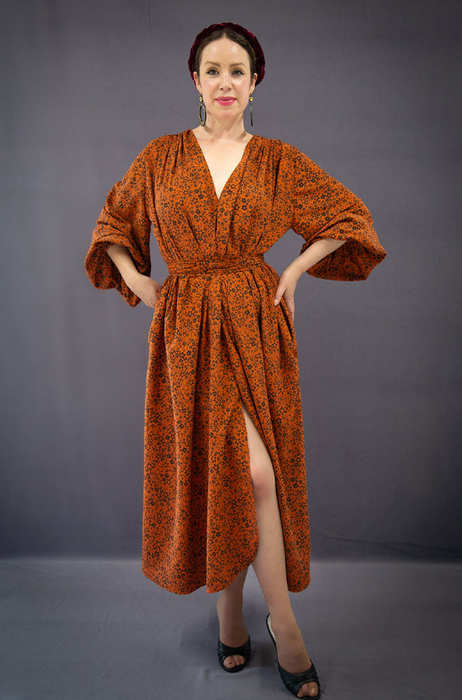 Pumpkin Floral Midaxi Claudia Dress