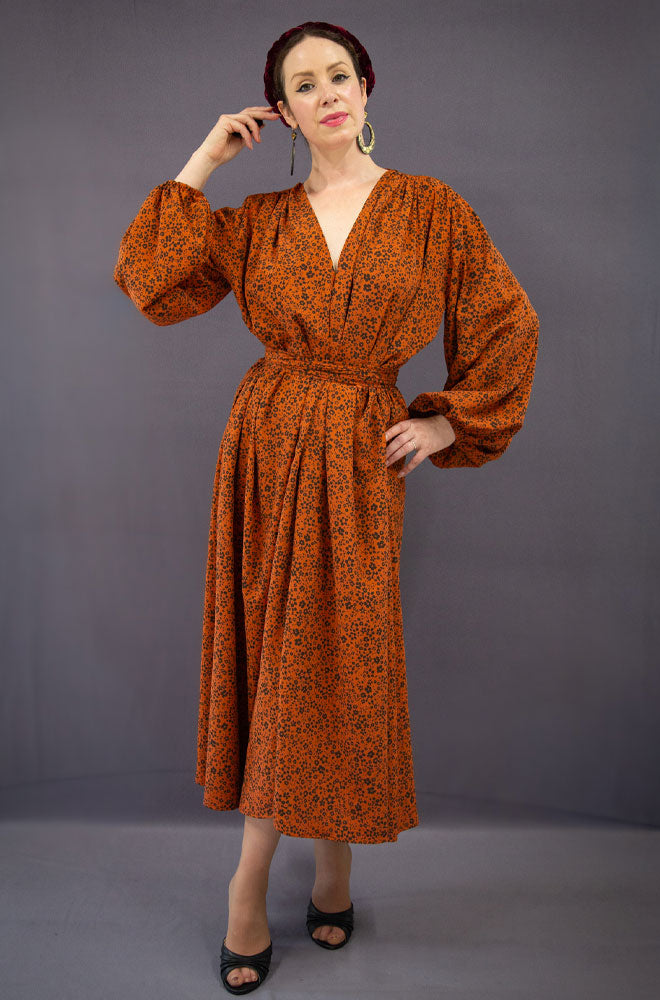 Pumpkin Floral Midaxi Claudia Dress