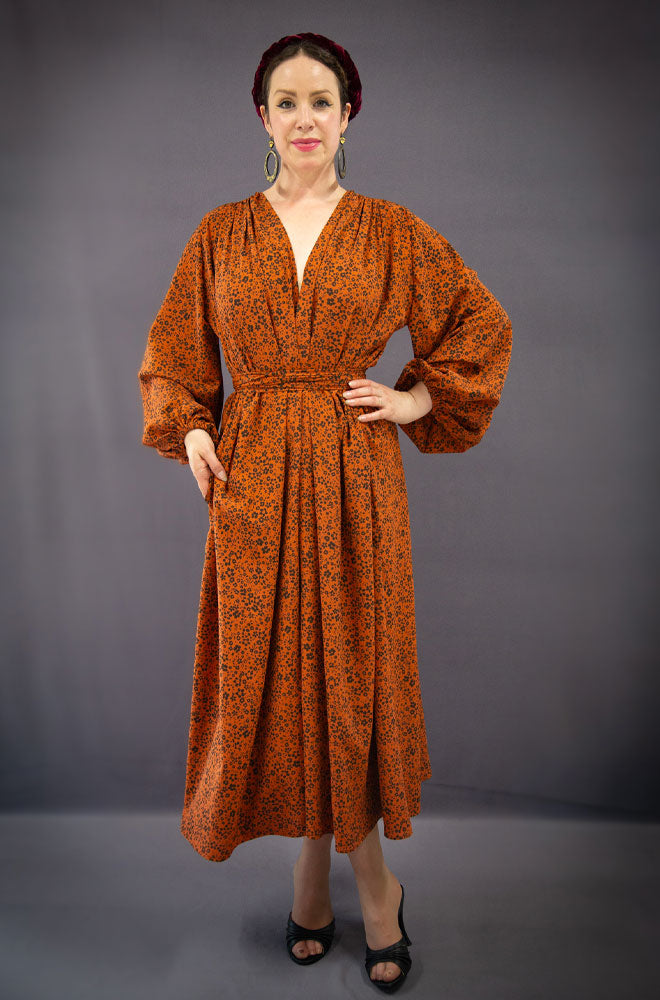 Pumpkin Floral Midaxi Claudia Dress