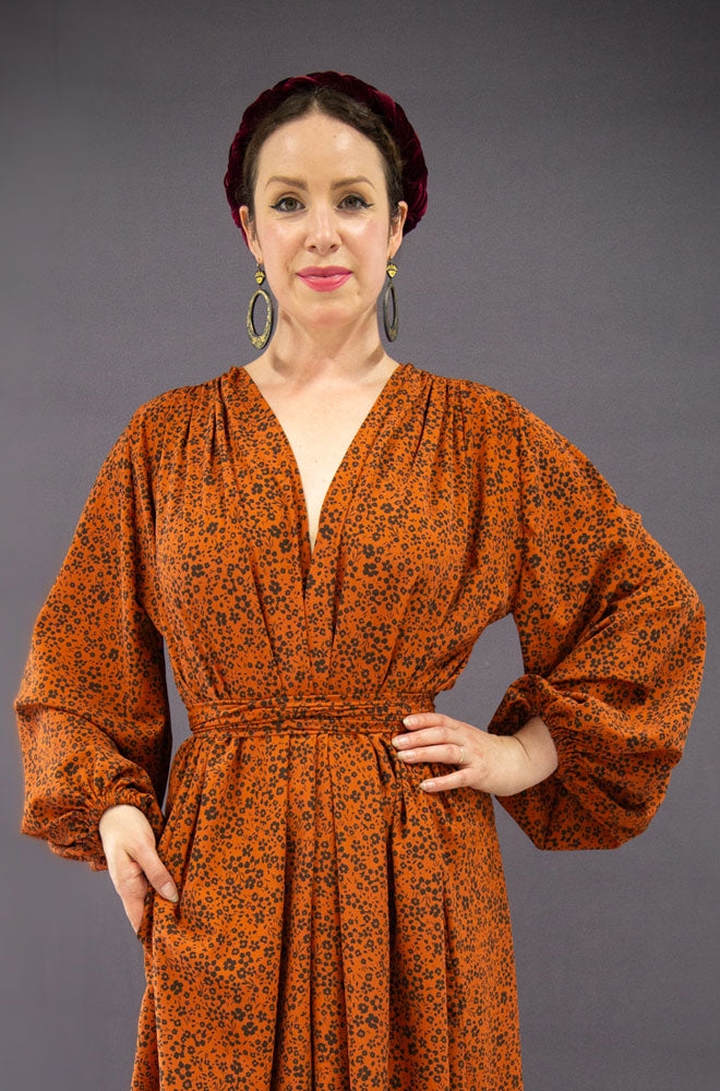 Pumpkin Floral Midaxi Claudia Dress