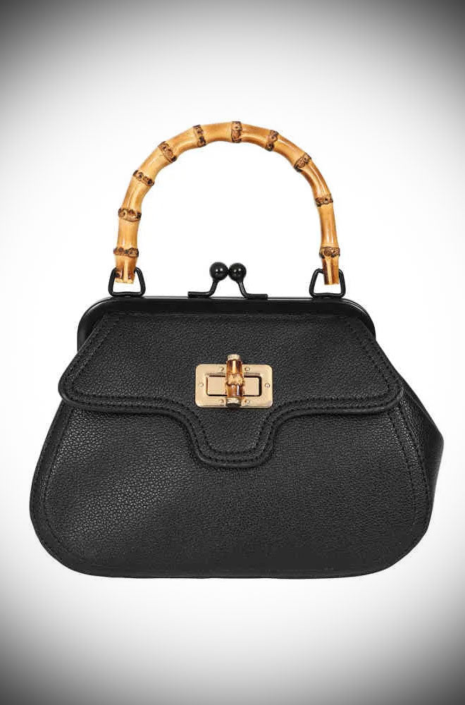 Black Aurora Bamboo Handle Handbag