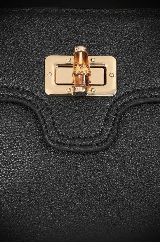 Black Aurora Bamboo Handle Handbag