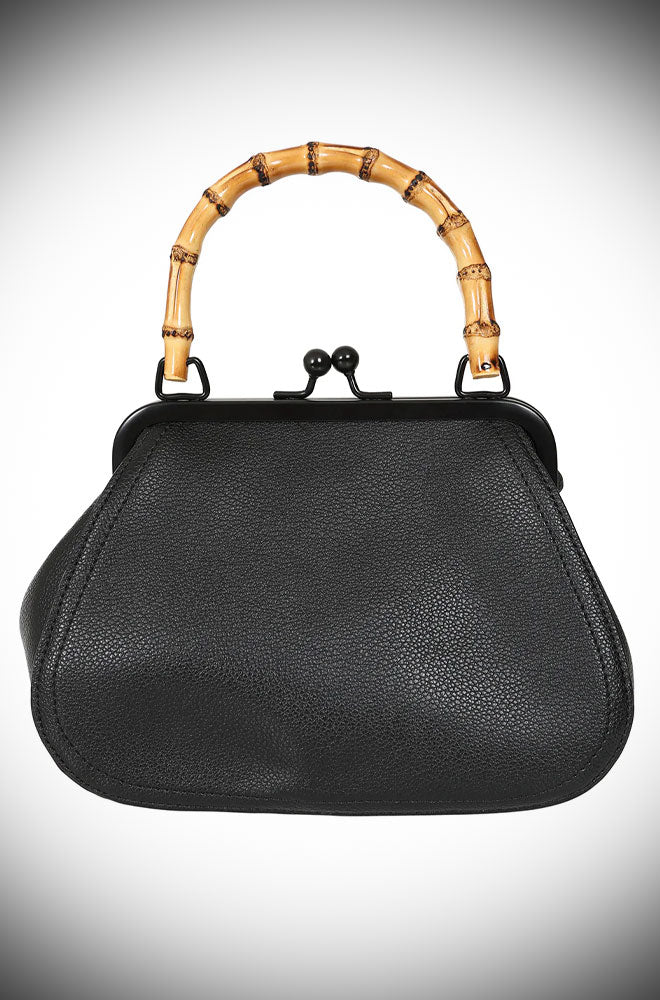 Black Aurora Bamboo Handle Handbag