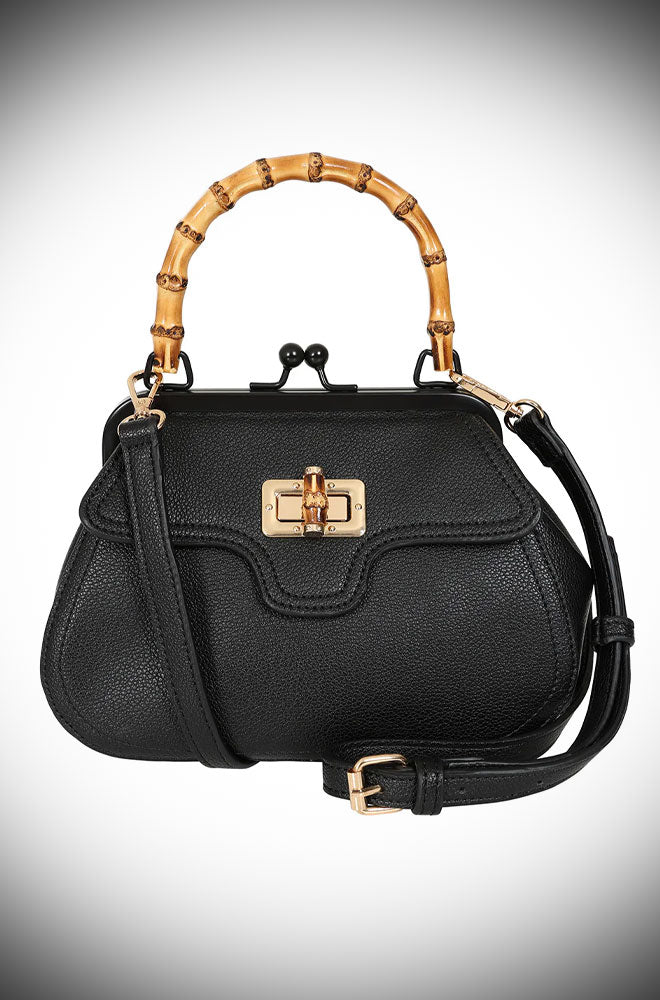 Black Aurora Bamboo Handle Handbag