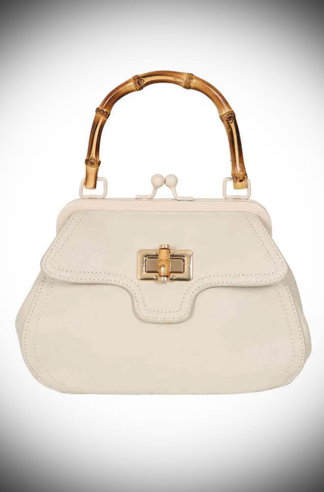 Cream Aurora Bamboo Handle Handbag