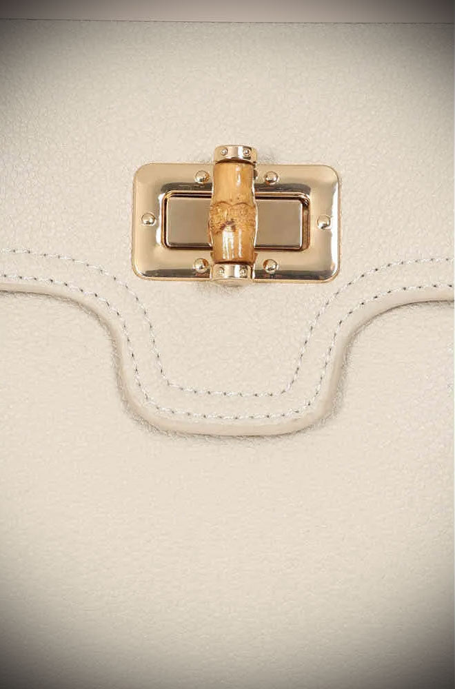 Cream Aurora Bamboo Handle Handbag