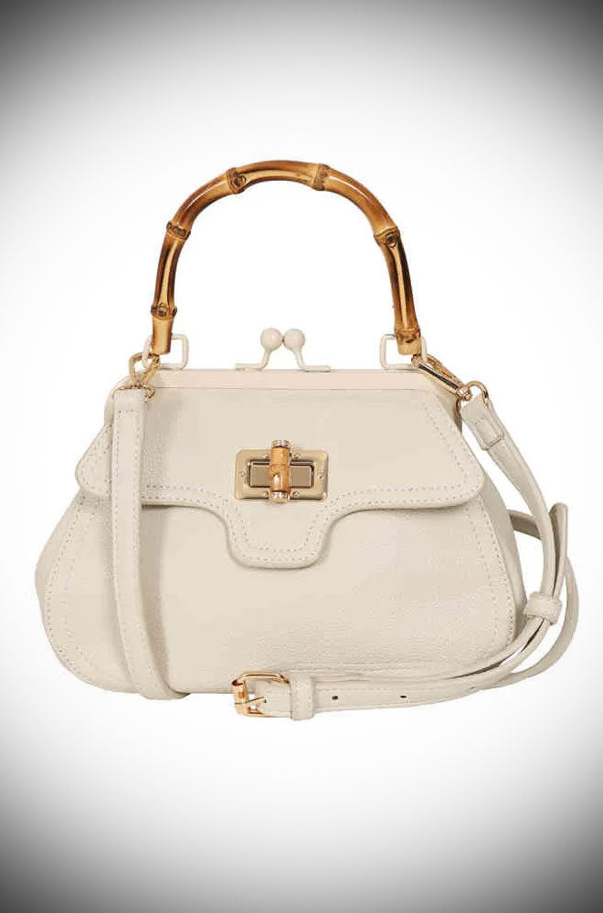 Cream Aurora Bamboo Handle Handbag