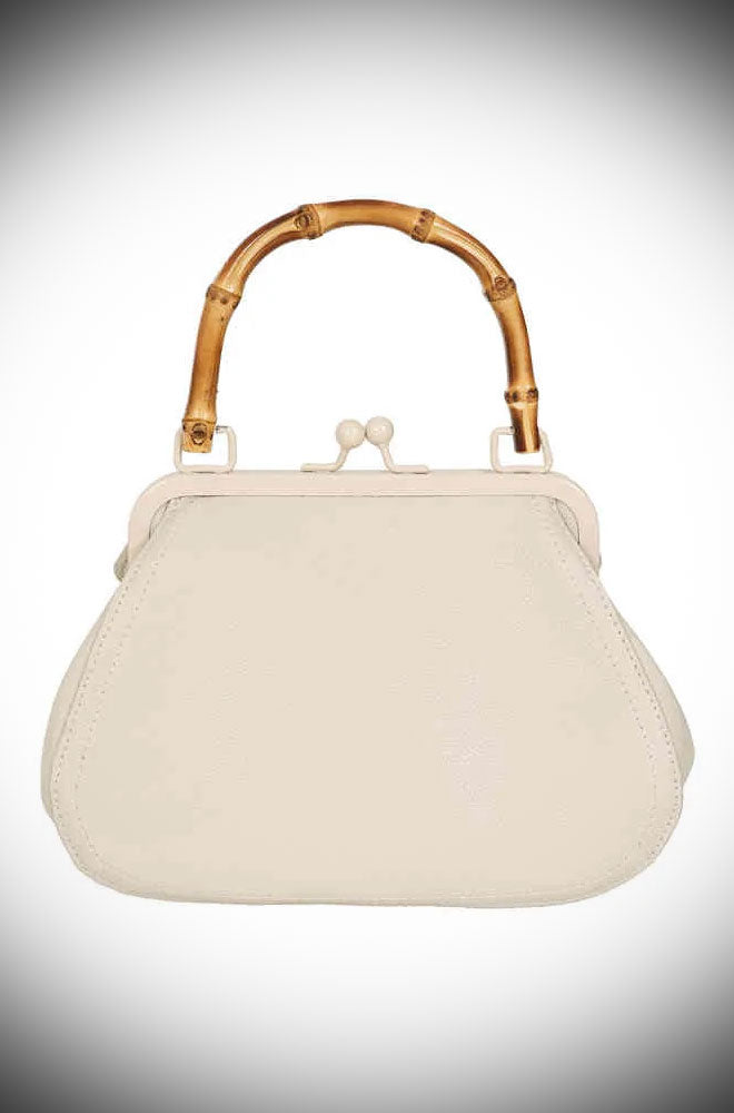 Cream Aurora Bamboo Handle Handbag
