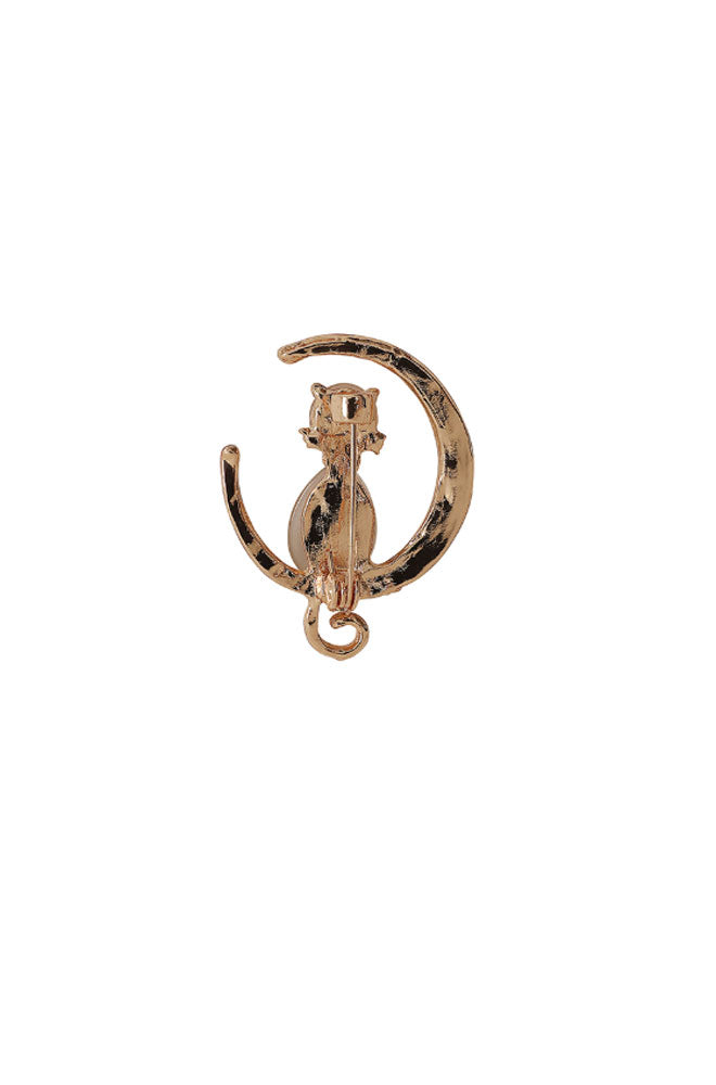 Cat and Moon Brooch