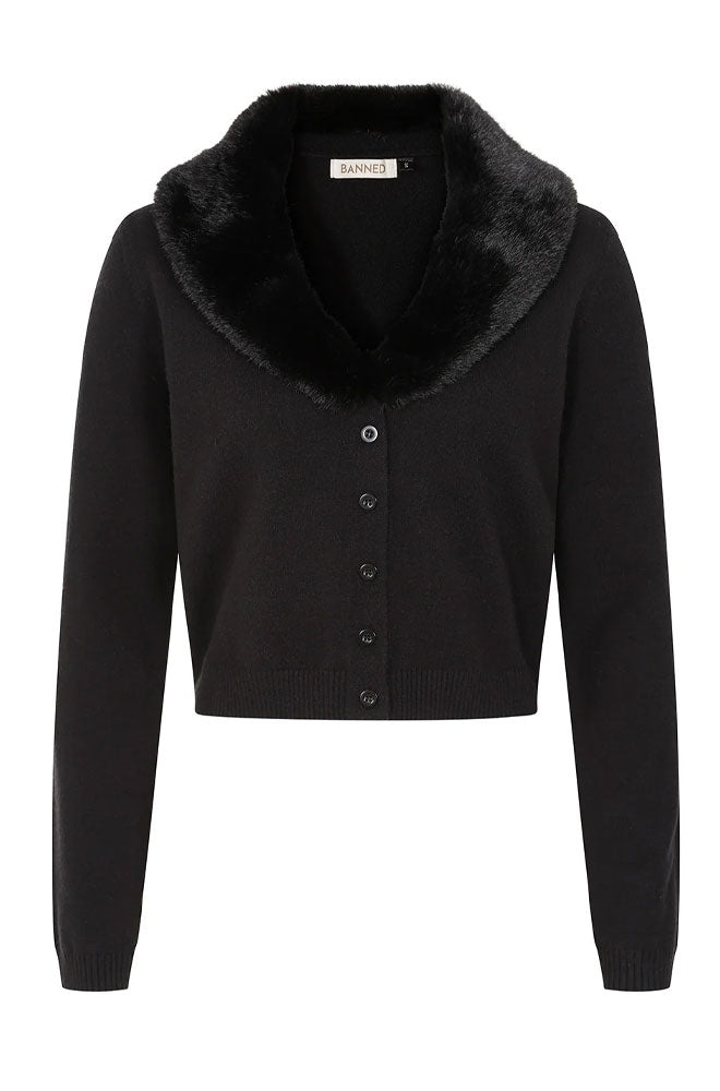 Black Faux Fur Cardigan