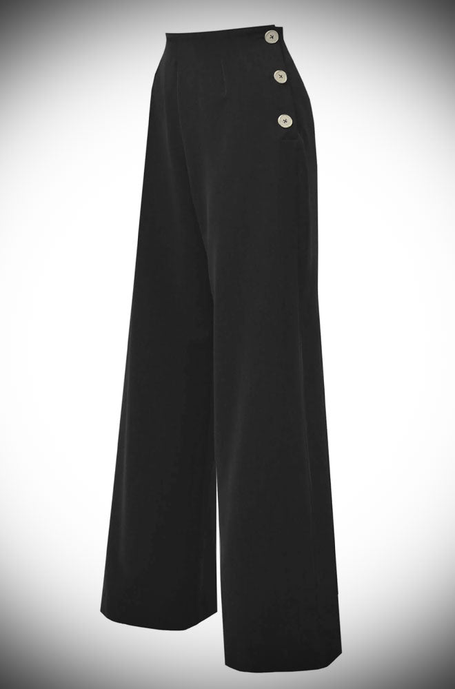 Black 40s Wide Leg Trousers
