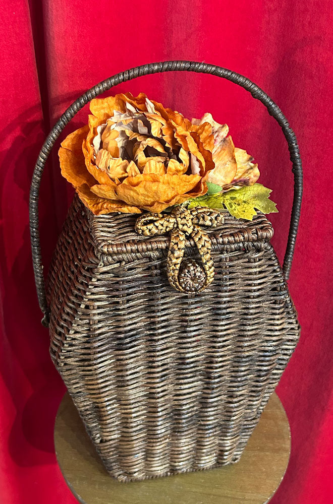 Coffin Basket Handbag - Pumpkin Flower
