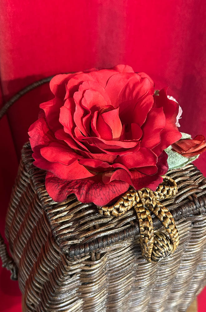 Coffin Basket Handbag - Red Rose