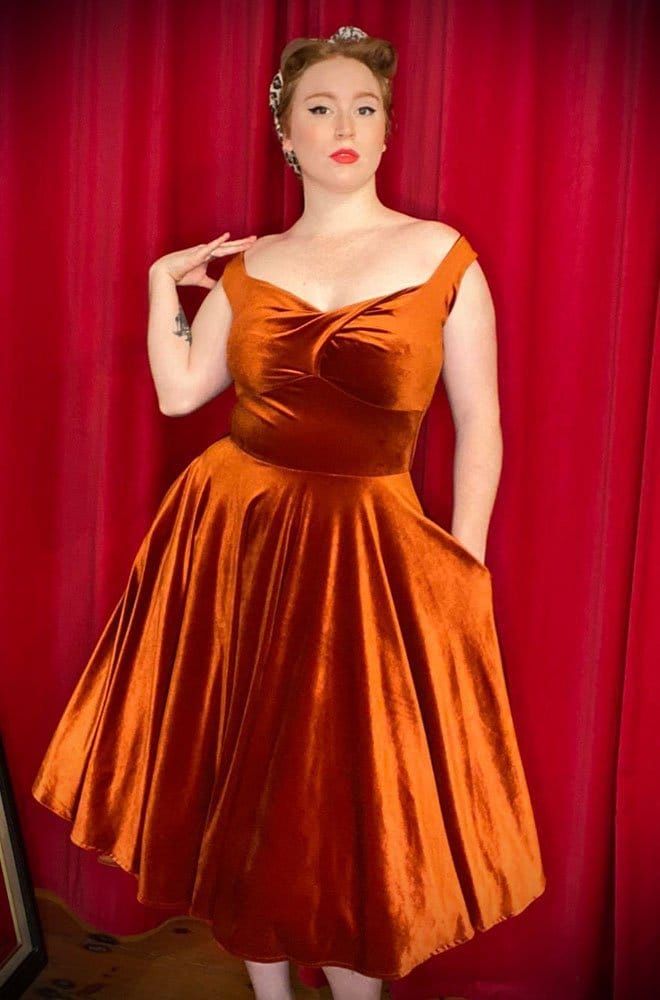 Pumpkin Velvet Aurora Swing Dress image 2