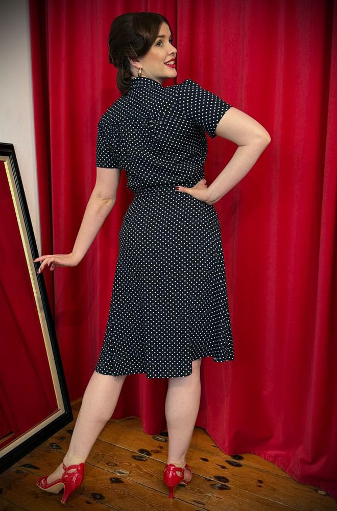 Navy Polka Dot Shirt Dress image 1