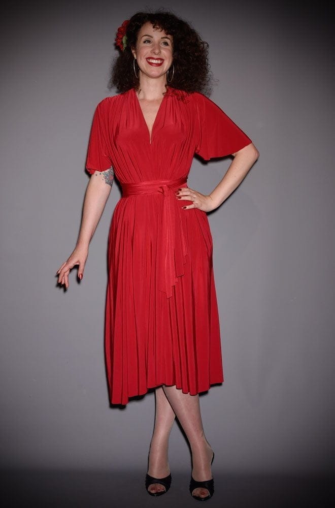 Red Flutter Sleeve Claudia Dress image 4