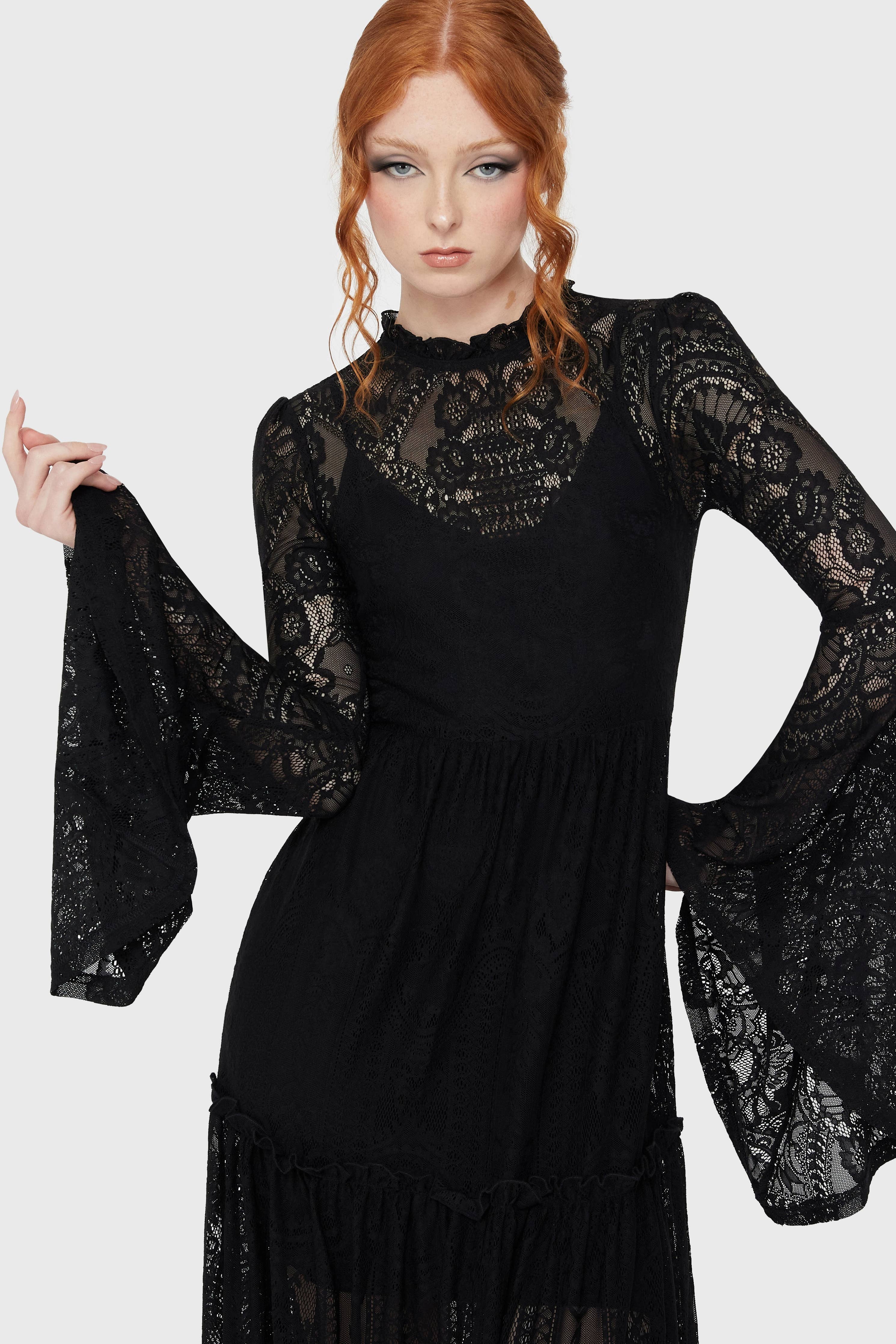 Black Hecate Lace Maxi Dress