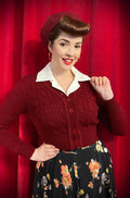 Wine 40s Cable Knit Cardigan image 0