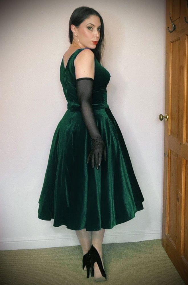 Green Velvet Aurora Swing Dress image 1