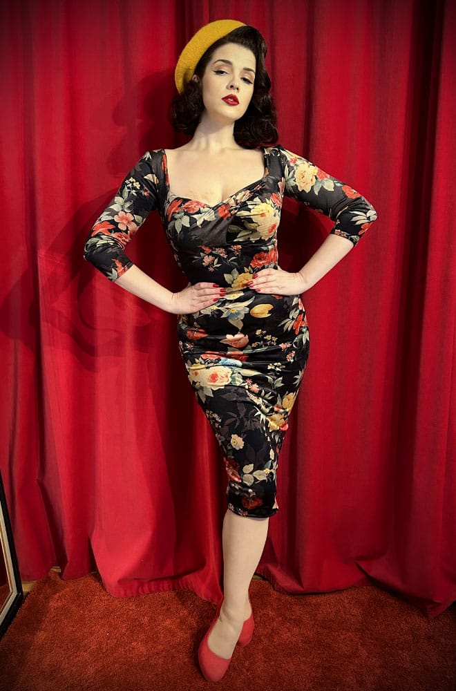 Winter Rose Velvet Bettina Wiggle Dress image 1