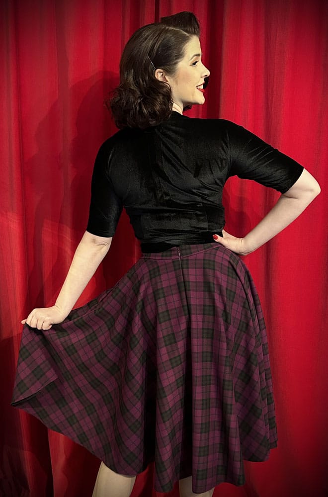 Berry Tartan Swing Skirt image 3