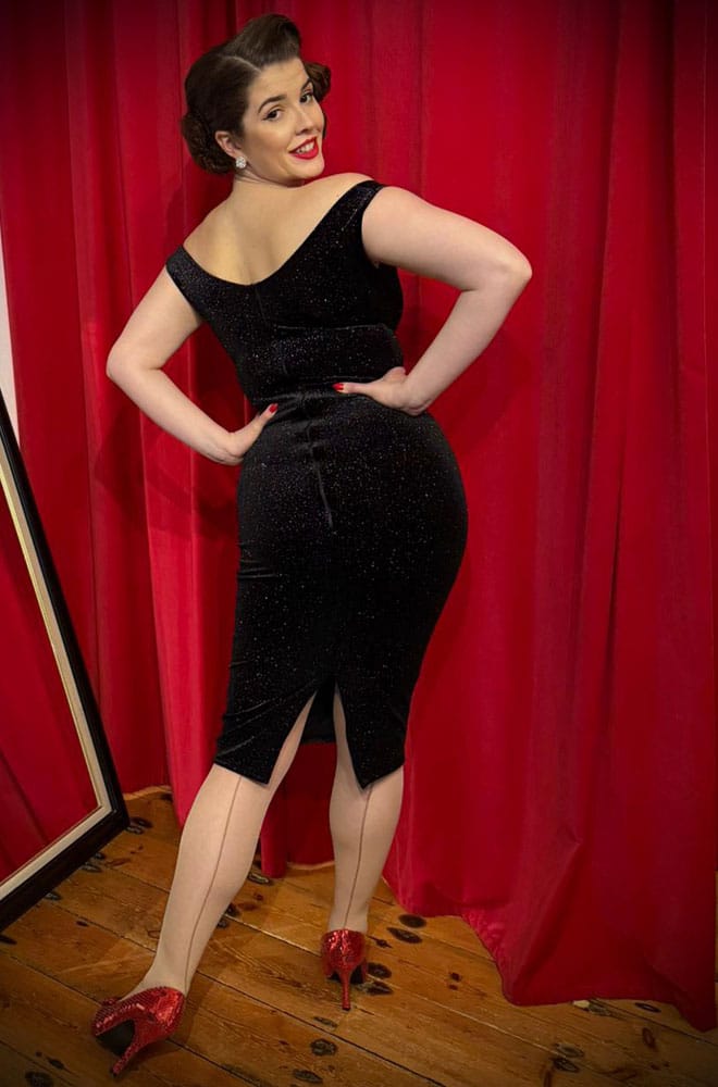 Rainbow Glitter Velvet Bettie Wiggle Dress image 5
