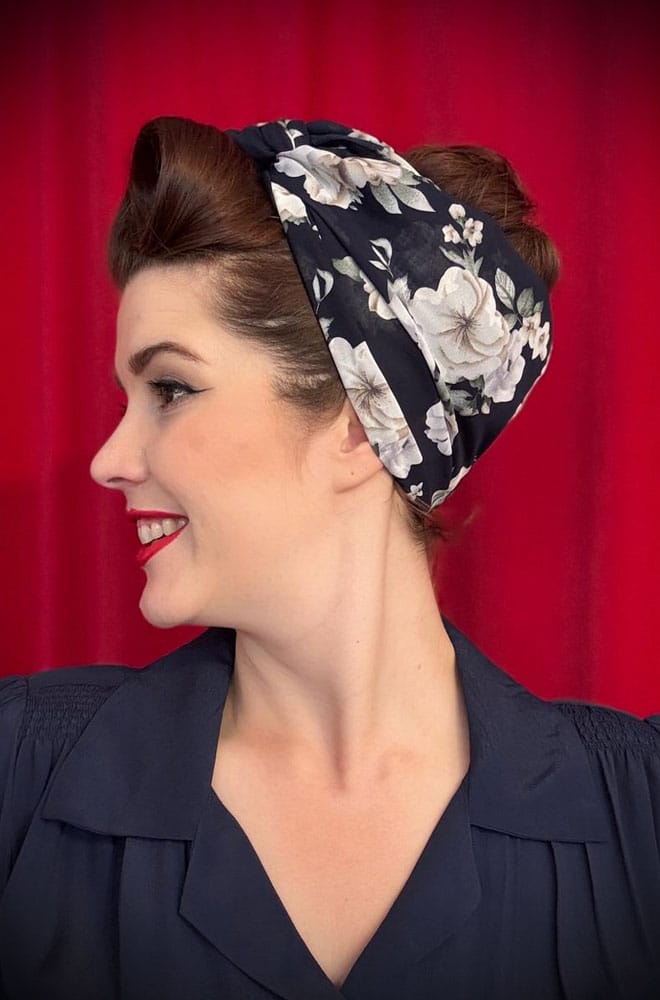 Navy Rose Hair Scarf image 1
