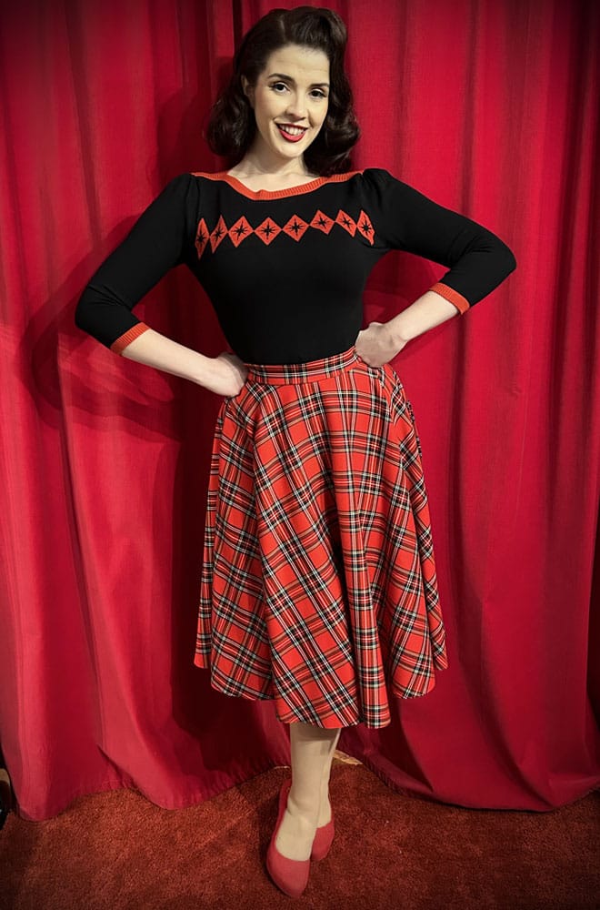Red Tartan Swing Skirt image 5