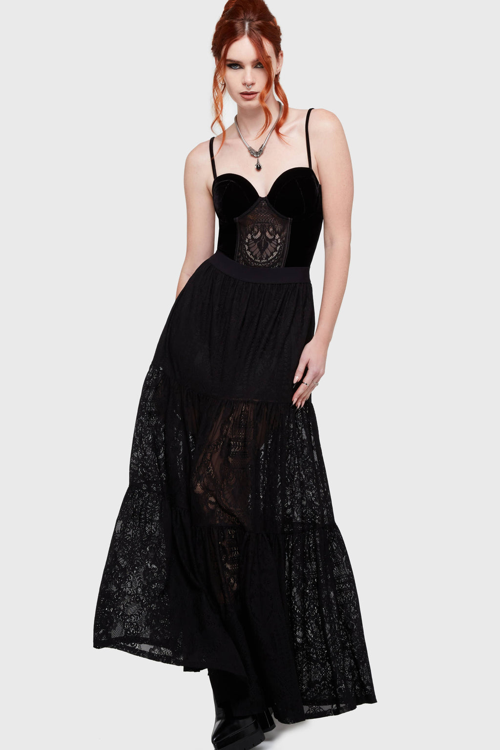 Kiss Of Night Lace Maxi Skirt