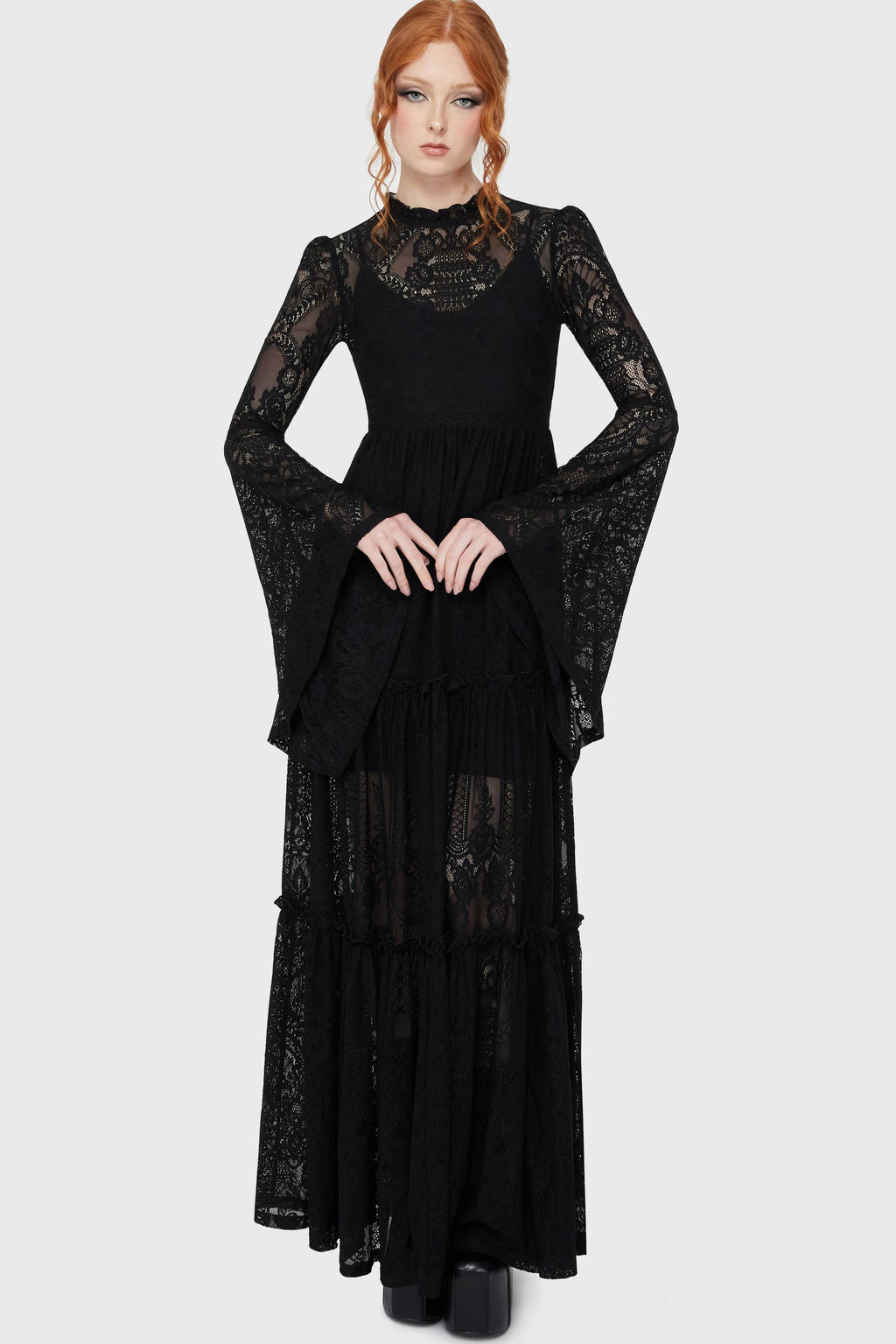 Black Hecate Lace Maxi Dress