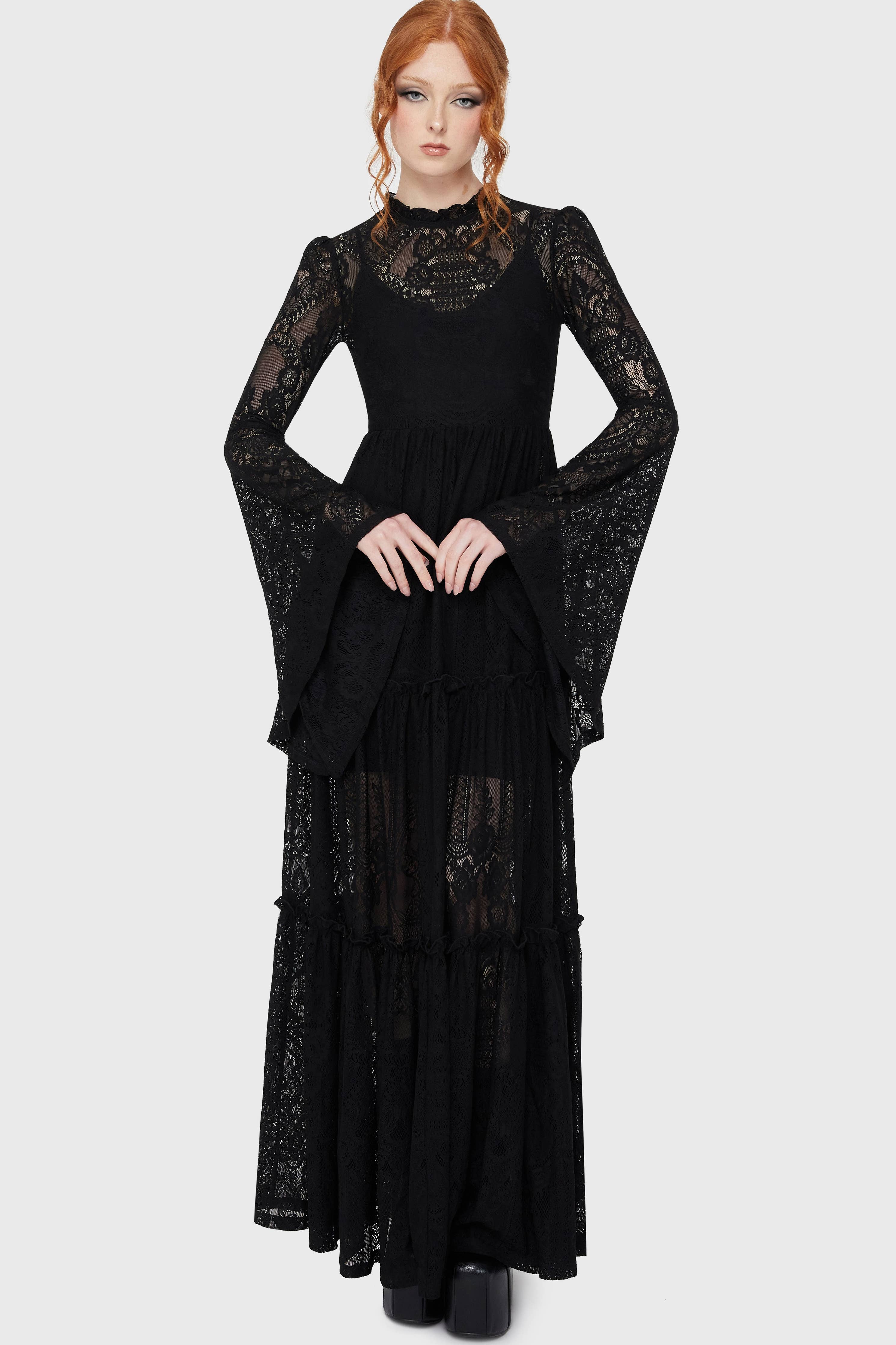 Black Hecate Lace Maxi Dress