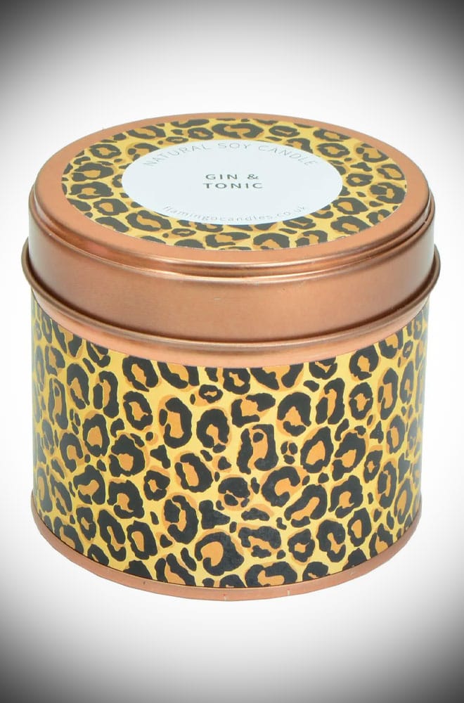 Gin & Tonic Leopard Print Tin Candle image 0