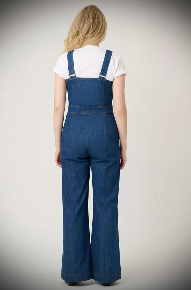 Denim Wide Leg Dungarees image 6