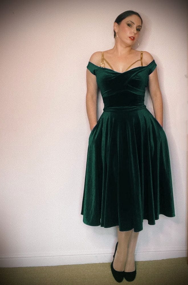 Green Velvet Aurora Swing Dress image 4