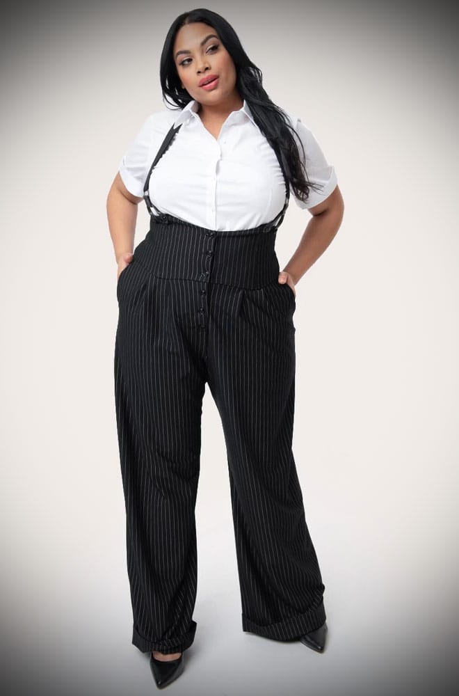 Black Pinstripe Thelma Trousers image 2