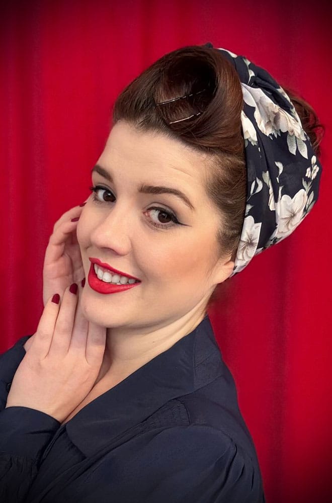 Navy Rose Hair Scarf image 0