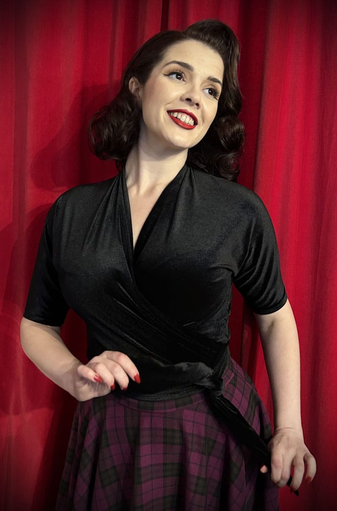 Black Velvet Wrap Top image 1
