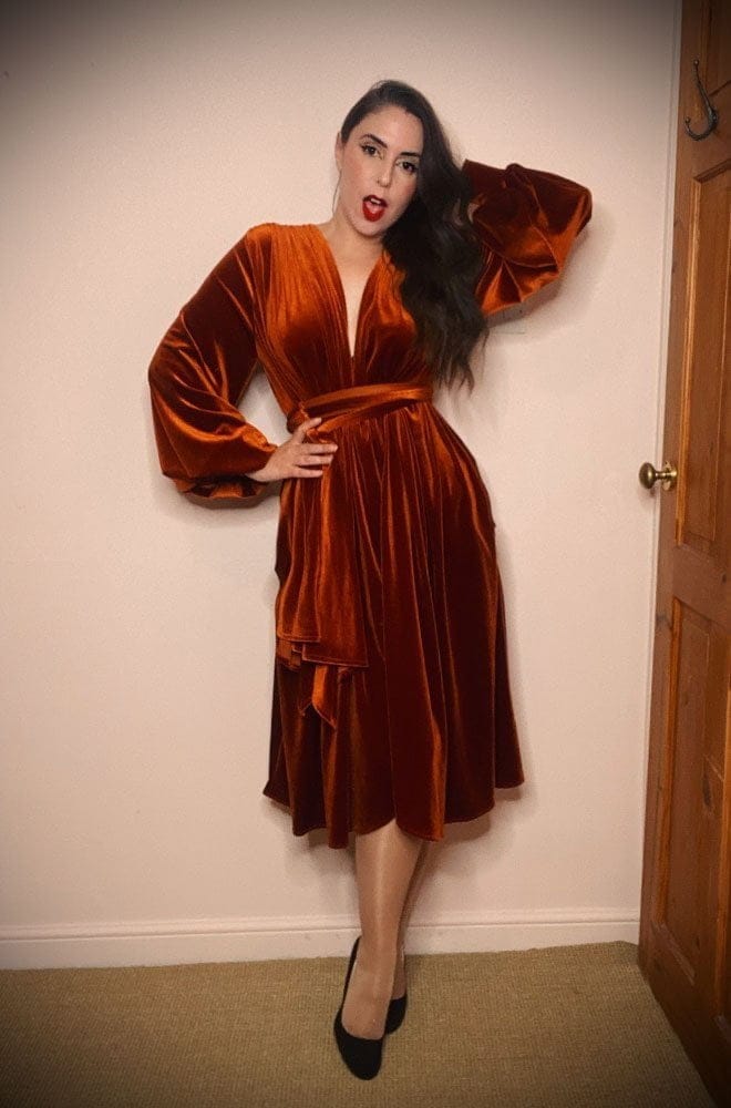 Pumpkin Spice Velvet Claudia Dress image 2